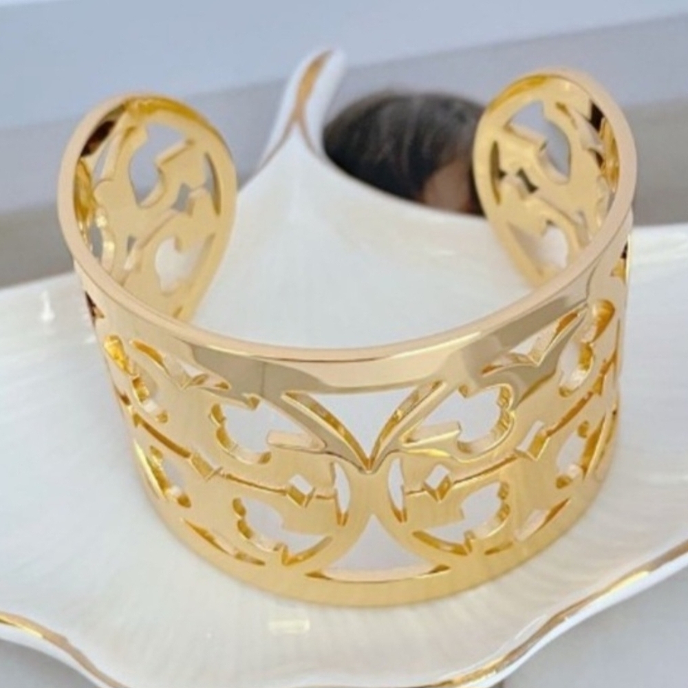 Tory Burch Gold Cutout Cuff Bracelet - Picture 2 of 3